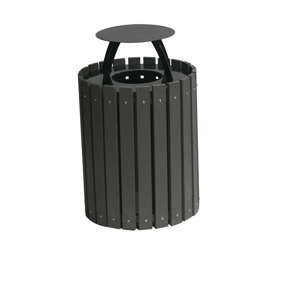 WPC Garden Furniture Dust bin Wood plastic composite Trash Can city street dumpster Outdoor round storage Bin with lid