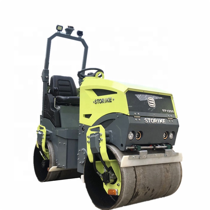 Ride-on hydraulic vibratory double drum road roller 