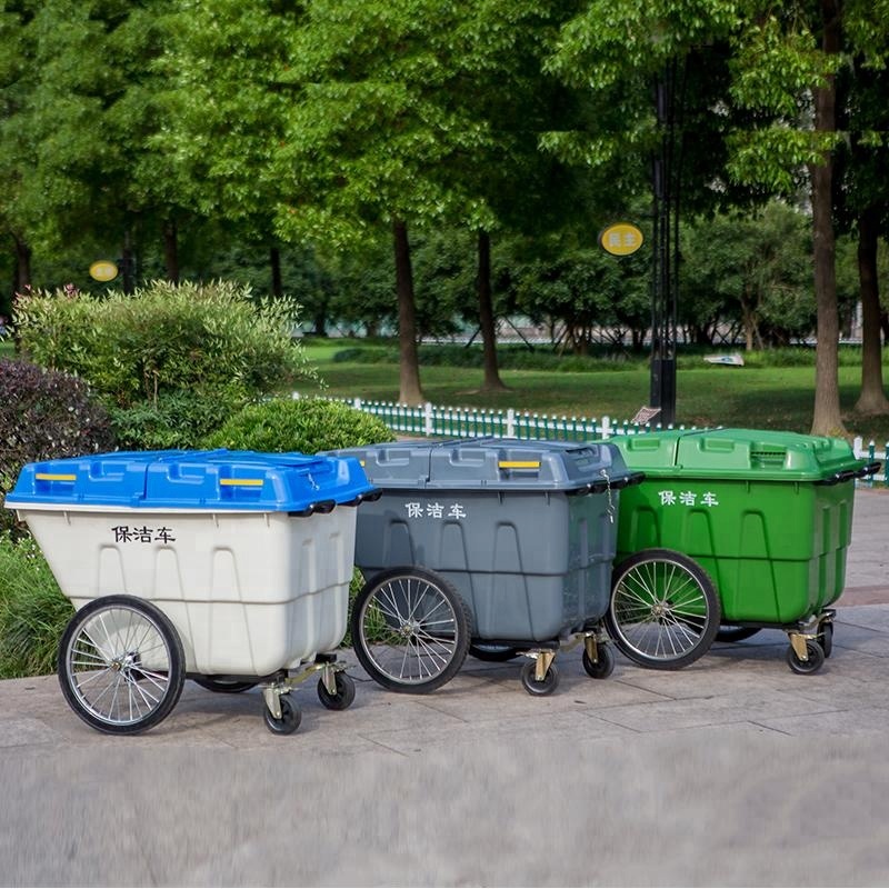 400 Litre Eco-friendly Outdoor Use Trash Container Plastic Dumping Cart